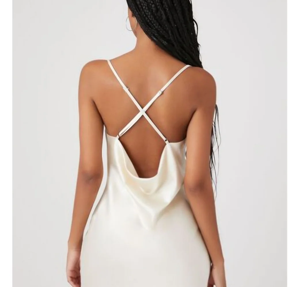 FOREVER 21 *NWT* Cowl Neck Satun Slip Dress - Picture 3 of 3